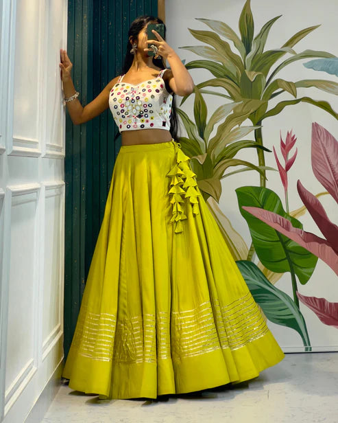 Stunning Light Green Color Rayon Cotton Skirt For Women lace skirt feminine