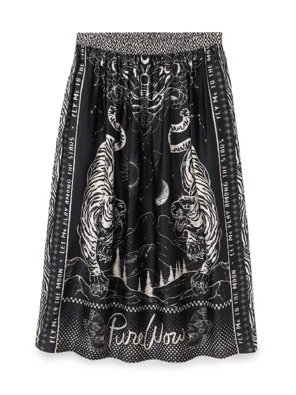 Vanessa Printed Midi Skirt zip skirt side