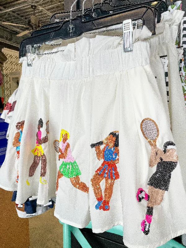 White Tennis Girl Skirt velvet skirt luxurious