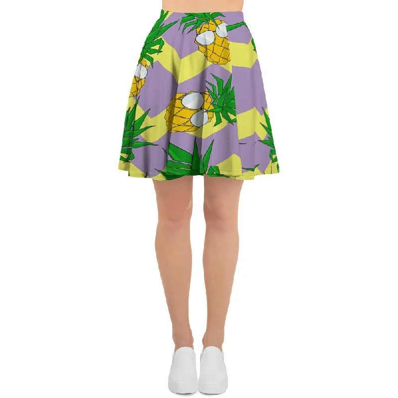 Zig Zag Pineapple Print Women's Skirt corduroy skirt cozy